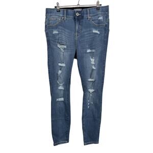 Torrid Bombshell Skinny Jeans Womens 12S Blue High Rise Distressed Stretch